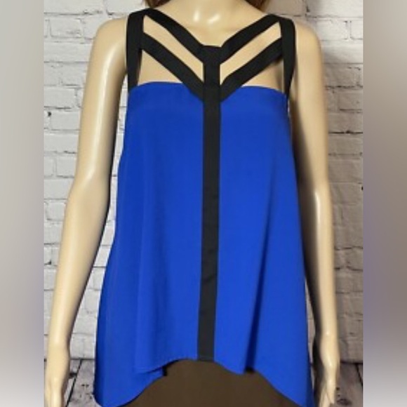 Bisou Bisou Tops - Bisou Bisou Blue and Black Camisole Top